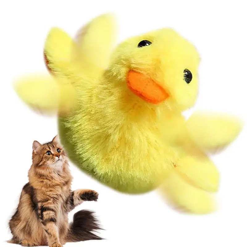 Juguetes para gatos con forma de pato aleteo, juguetes eléctricos interactivos para pájaros, juguete de peluche lavable para gatos con Sensor de vibración de hierba gatera, juego para gatos, gatito