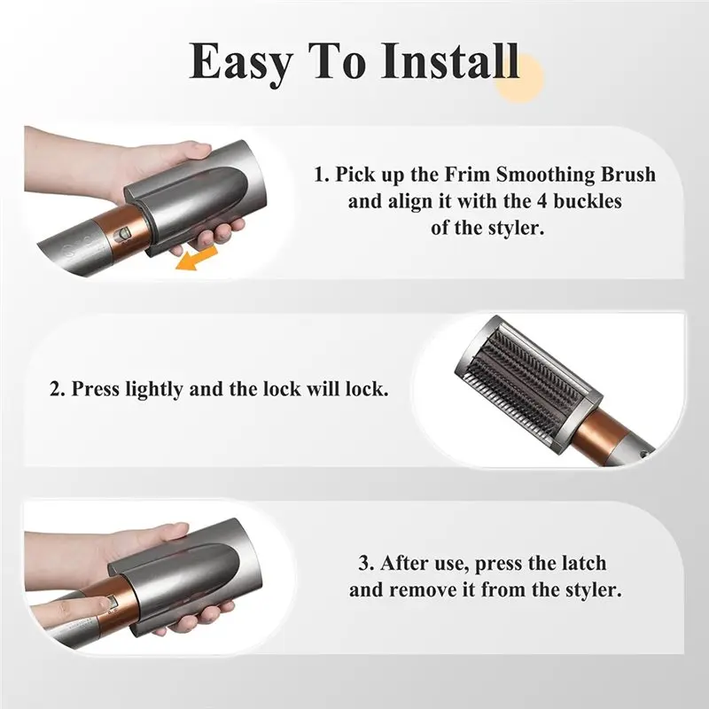 ABZA-For Dyson Airwrap HS01/05/08 Firm For Smoothing Brush Attachment, Frizz Control Accessory For Smooth Straight Hair Styling
