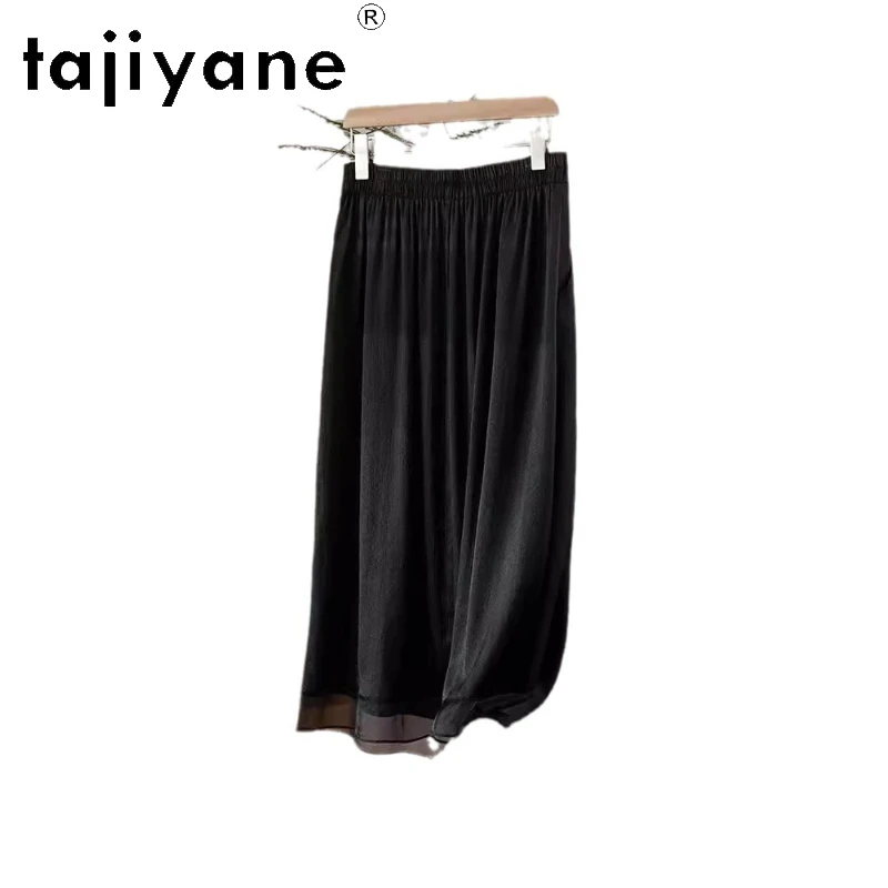 TAJIYANE 100% Mulberry Silk Skirts for Woman 2024 Elegant Fashion Summer Women Clothing Vintage Black Long Skirt Юбка Женская