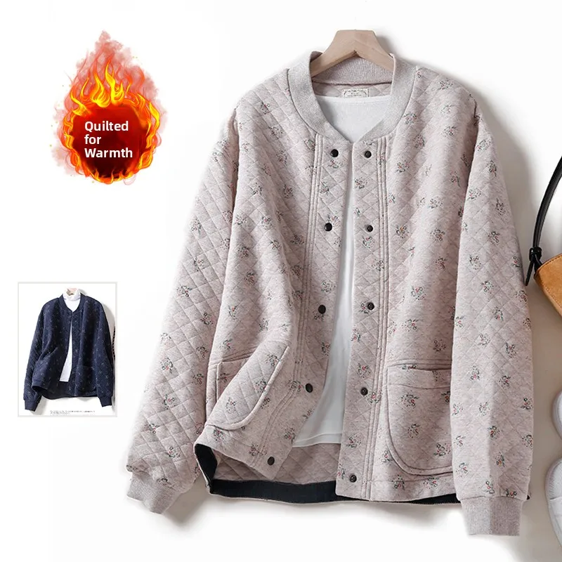 

Осень-зима, тонкий хлопковый джет с принтом, женский повседневный кардиган с воротником-стойкой, открытый кардиган, бейсбольный жилет, свободный крой