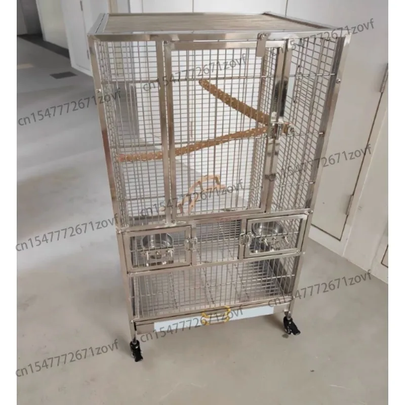 Stainless Steel Bird Cage, Luxury Breeding, Large Parrot
