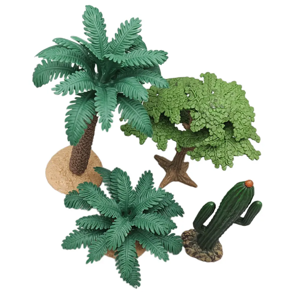 

4pcs Miniature Simulated Plant Ornaments Realistic Artificial Trees Decorative Plants Home Office Greenery Lifelike PalmCactus