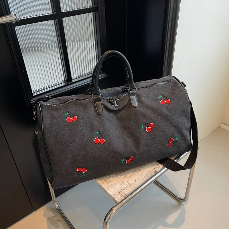 Fashion Versatile Travel Bag Large Capacity Women's Canvas Bag Light Luggage Student Handheld Storage Bag for Business Travel