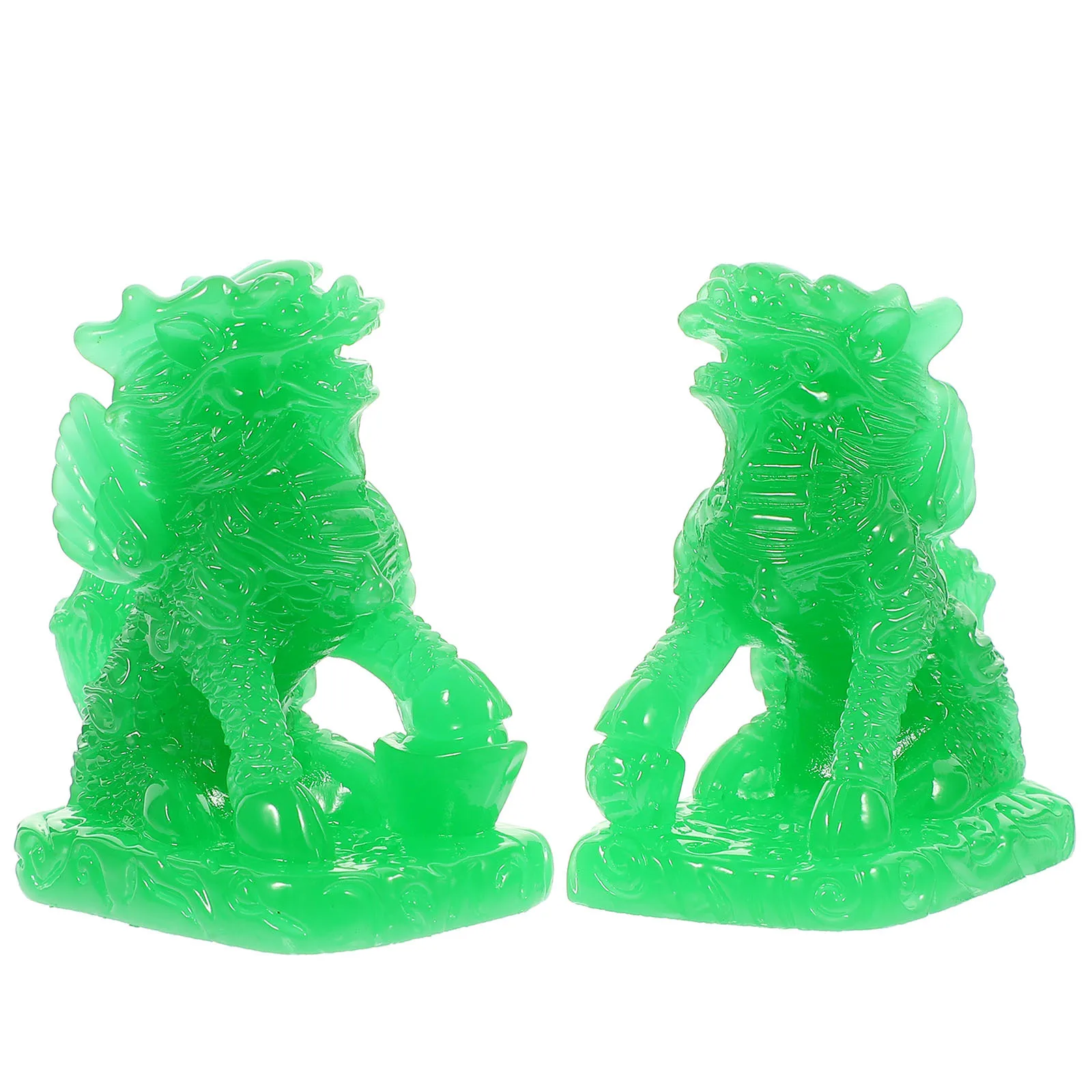 

1Pair Resin Kylin Tabletop Ornament Durable Home Office Desktop Decoration Decorative Kylin Statue Tabletop Adorns