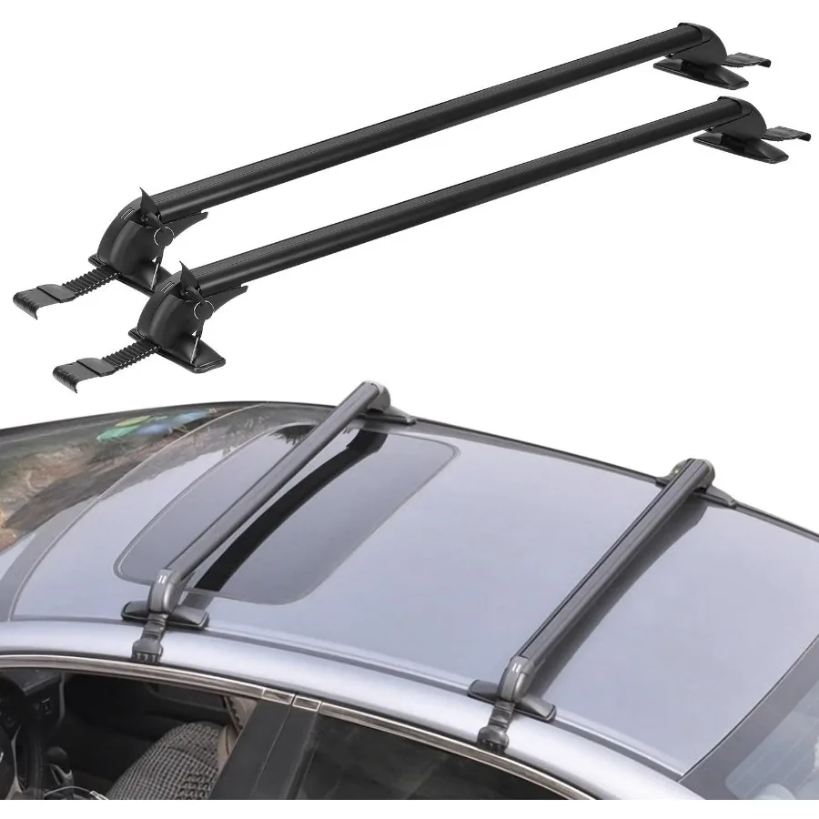 

2Pcs Roof Rack Cross Bar 110cm 43inch AntiTheft Lock Adjustable Window Frame Roof Rack Cross Bar for Bike Kayak Cargo Luggage F