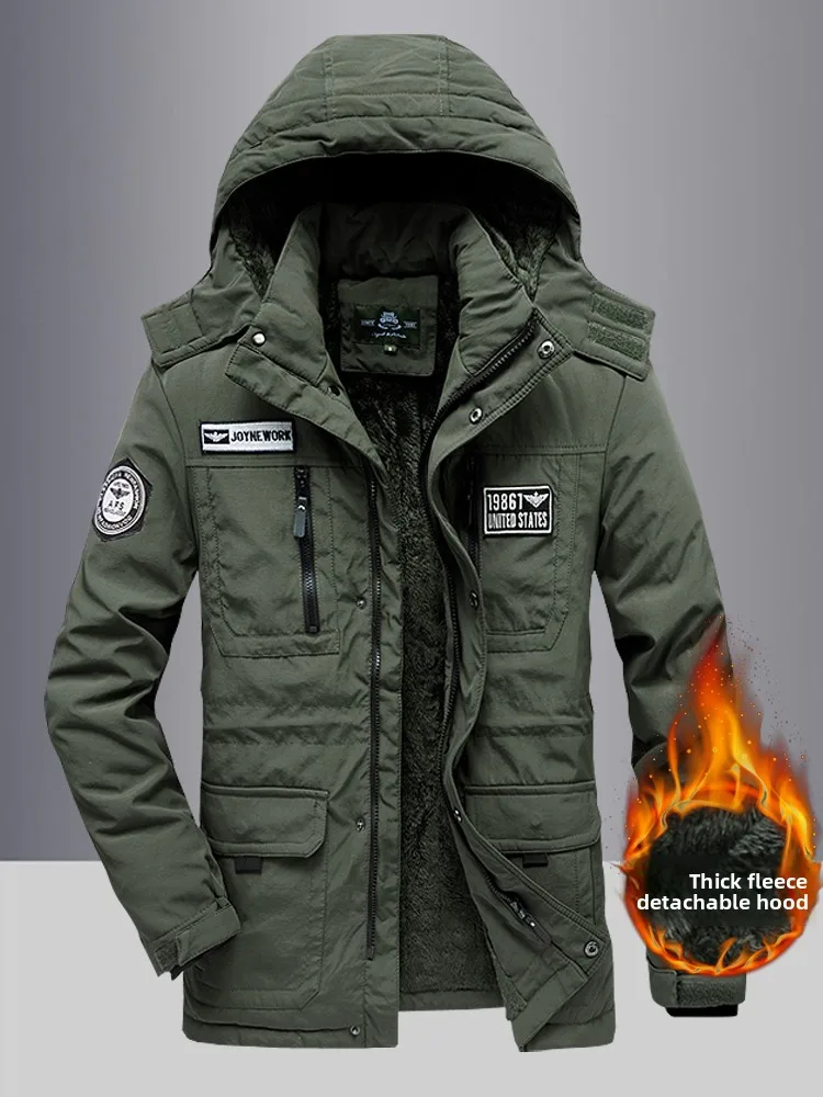 

Men's Winter Thiened Fce Lined Cotton Jaet Windproof Warmth Retaining Outerwear Casual Faion Urban Sle Zipper Closure