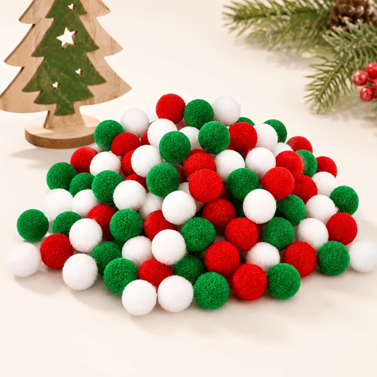 0.8cm Fuzzy Pom Pom Balls, 100pcs Available, DIY Craft Pom-poms for Handmade Ornaments & Art Decor Projects, Craft Supplies
