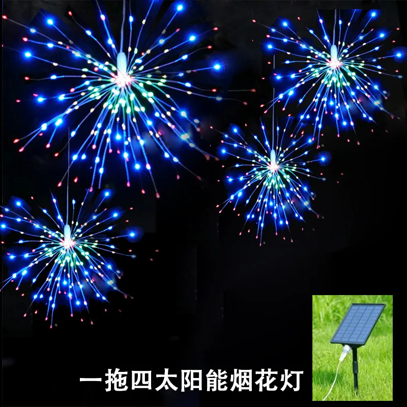 Solar outdoor camping light, colorful flashing light, string light, star lights, decorative garden lights, fireworks lights,