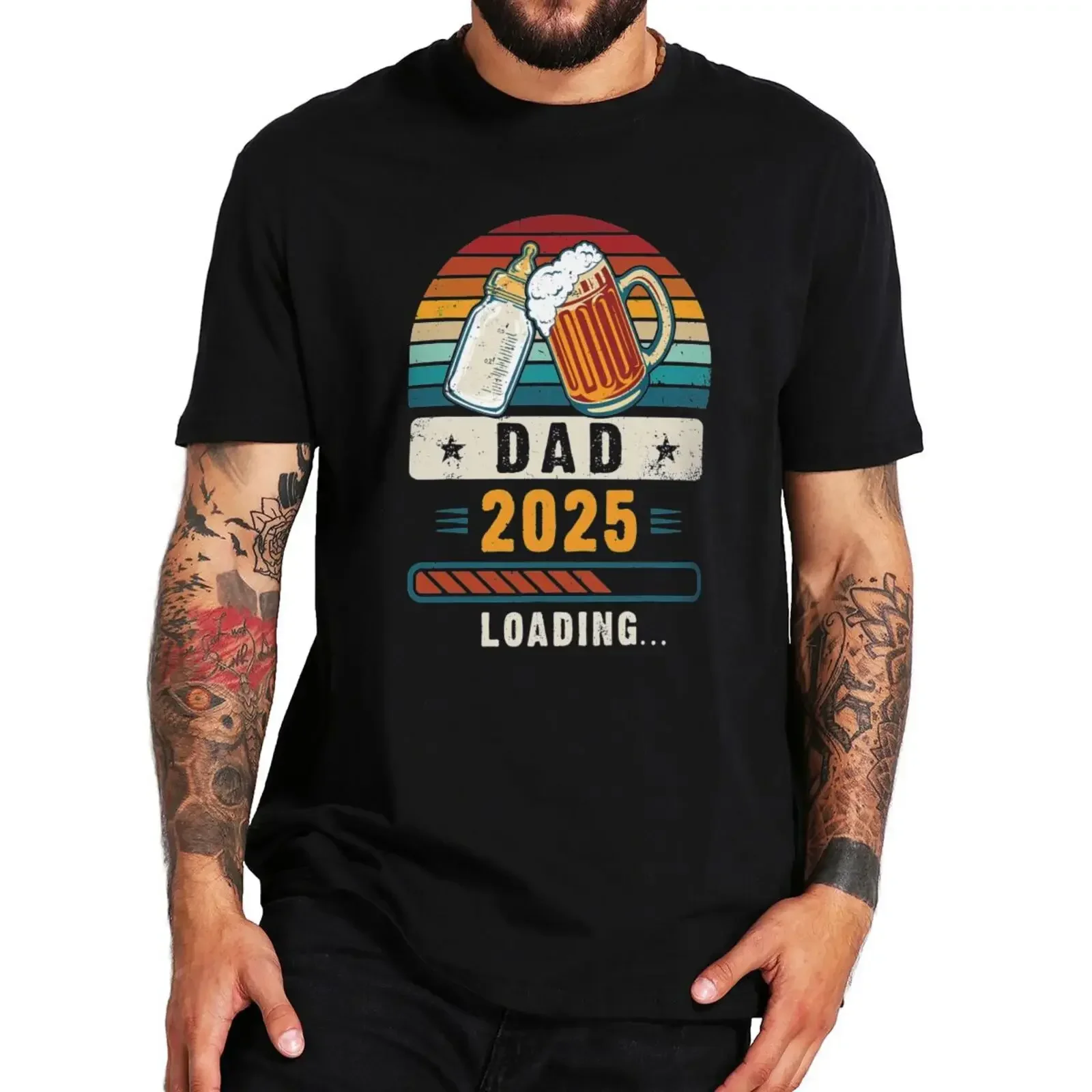 Chic Vintage Dad 2025 Short sleeve Fun Spanish Text beer lover Future Dad Gift Casual Unisex T-shirt top for summer