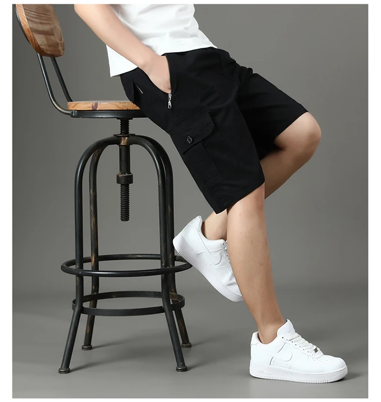 Summer new men's work shorts pocket zip trend versatile casual trousers five work trousers