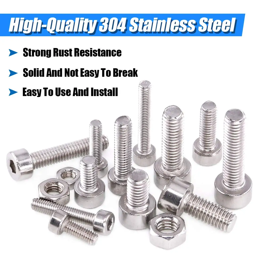 Picture 6: 200pcs M4 Screw Kit Hex Socket Head Cap Screws Nuts Assortment Kit, 304 Stainless Steel Metric Bolts for DIY, 3D Printer