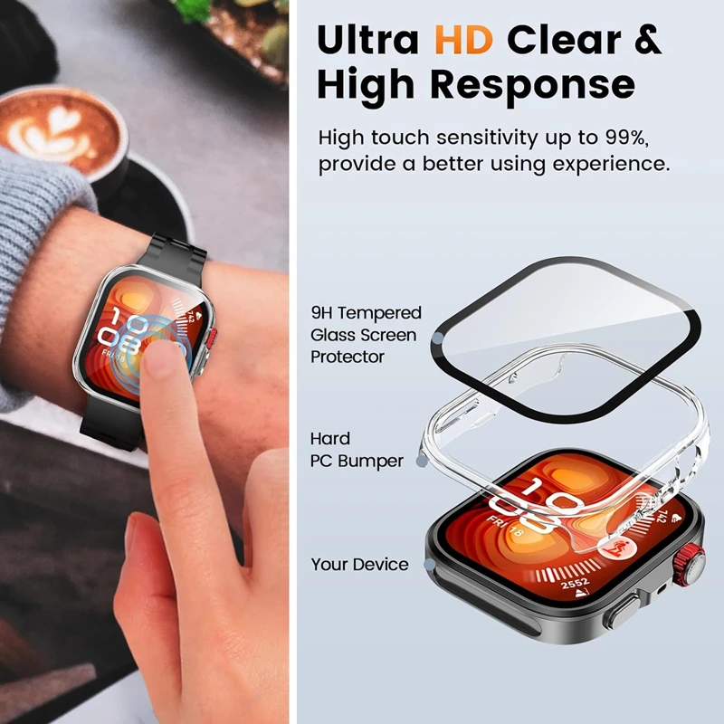 Huawei Watch Fit 3/4/4 Pro用強化ガラス+ケース、スクリーンプロテクターフレームバンパーカバー、Huawei Watch Fitシリーズ3 4 4Proケース
