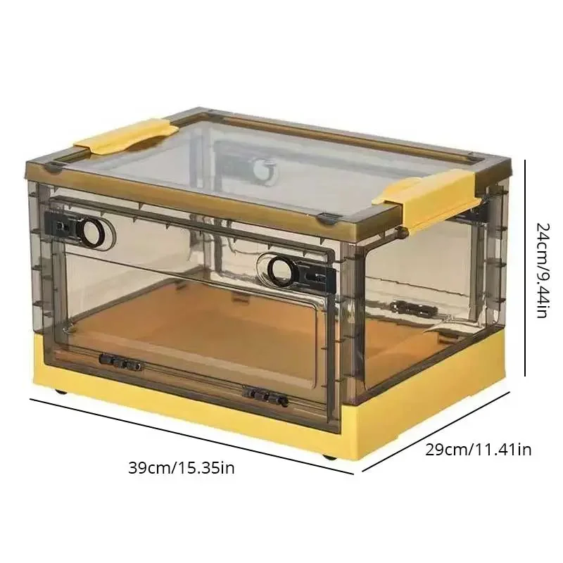 Caixa aberta dobrável do tronco do armazenamento, caixa de armazenamento transparente, armário doméstico, organizador de roupas, grande capacidade, plástico transparente, 1pc