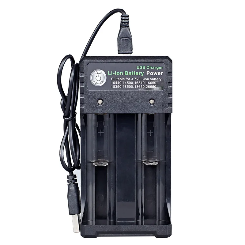 2 Slot 110V/220V 18650 Battery Charger Black For 14500 14650 16650 18350 18500 18650 26650 3.7V Rechargeable Lithium Batteries