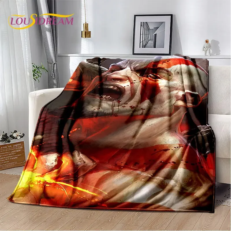 God of War Game Gamers Kratos Soft Plush Blanket,Flannel Blanket Throw Blanket for Living Room Bedroom Bed Sofa Picnic Cover 013