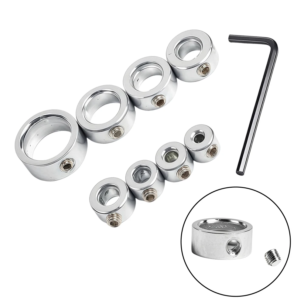 8PCS Stainless Steel Drill Bit Depth Stop Collar Set 3-16mm Drilling Depth Limiter Positioner Rings With Hex Key For Precise Hol