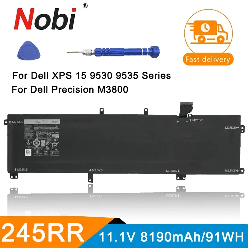 

Аккумулятор для ноутбука Nobi 245RR для Dell XPS 15 9530 9535 Series, для DELL Precision M3800 TOTRM H76MV 7D1WJ, 11.1V 91WH, бесплатные инструменты