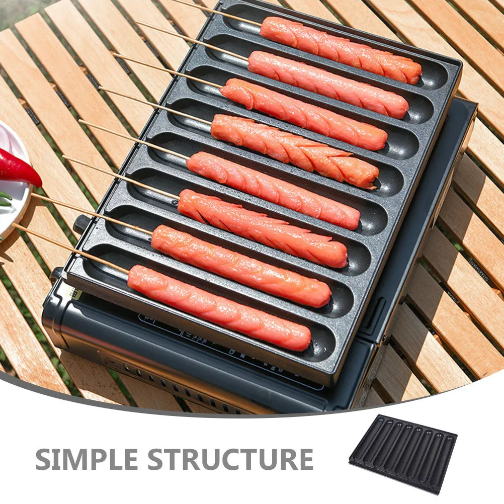 

Sausage Grill Roller Tray Aluminum Alloy Portable Bbq Rack Outdoor Camping Picnic Barbecue Sausage Roller Holder