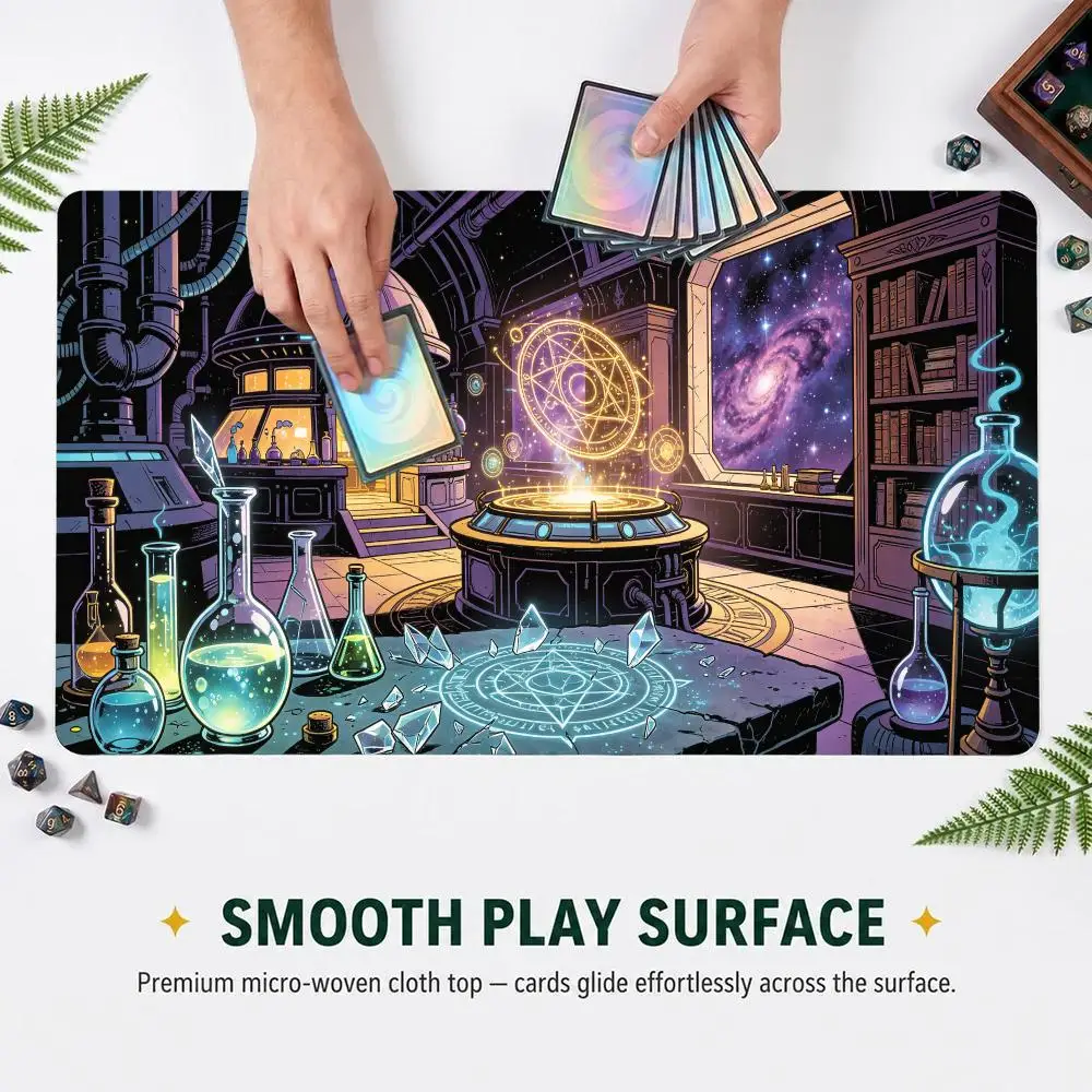 60X35cm Mystic Wizard Alchemy Laboratory TCG Playmat Non‑Slip Rubber Trading Card Game Table Pad For Card Game Players