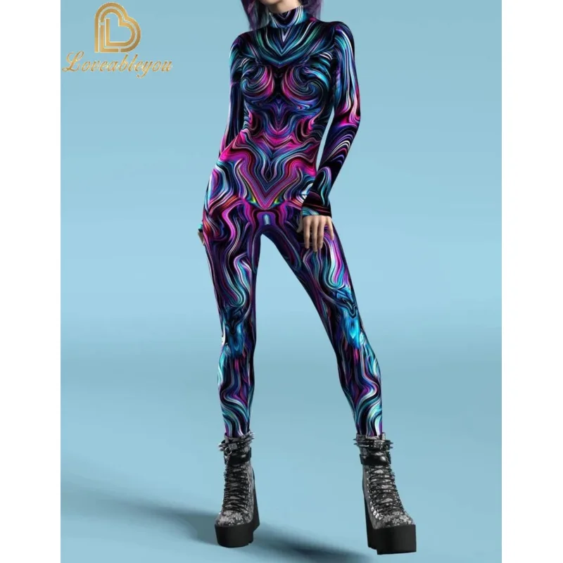 คอสเพลย์เครื่องแต่งกายหญิงผู้หญิงเซ็กซี่บอดี้สูท Crazy กระดูกสีดําฮาโลวีนชุดผู้ใหญ่เอวสูงกีฬา Jumpsuit