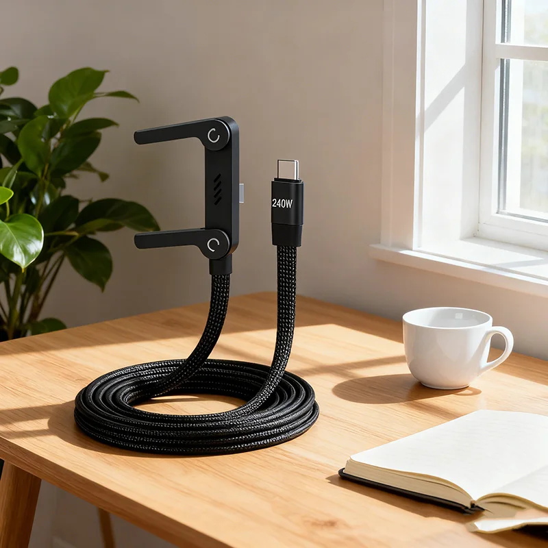 

Кабель для быстрой зарядки 240 Вт, складная подставка Type-C для телефона и планшета — Type-C на Type-C/PD на Type-C