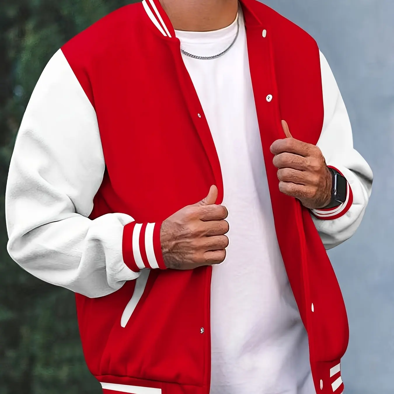 

Men's Contrasting Lightweight Baseball Jacket with A Casual School Style Spring and Autumn Christmas Gift for Men