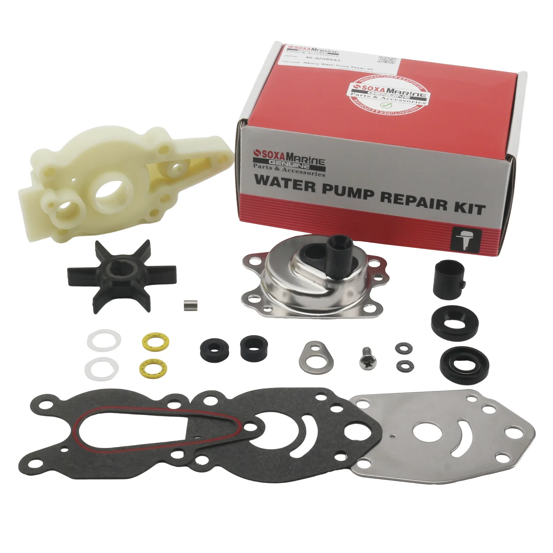 Soxa Marine 46-42040A1 46-42089A5 42089A4 42040A3 Kit de servicio de reconstrucción de bomba de agua para Mercury Mariner 6 8 10 15 HP barco fueraborda