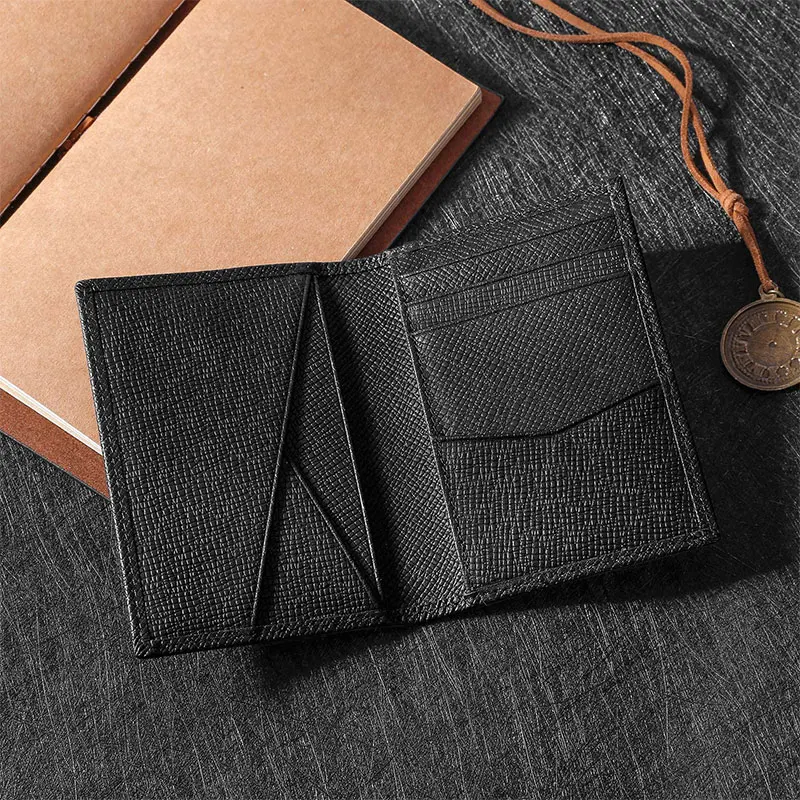 Free Customized Initials Genuine Leather Business Card Holder Bank Card Multi Card Slot Wallet