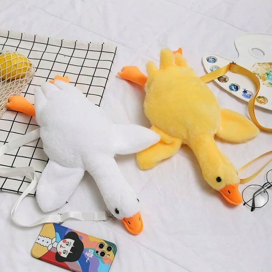 Cute Goose Plush Shoulder Bag Coin Purse Yellow Duck Plush Toys Kawaii Birthday Gift Animal Stuffed Swan Goose Soft Dolls