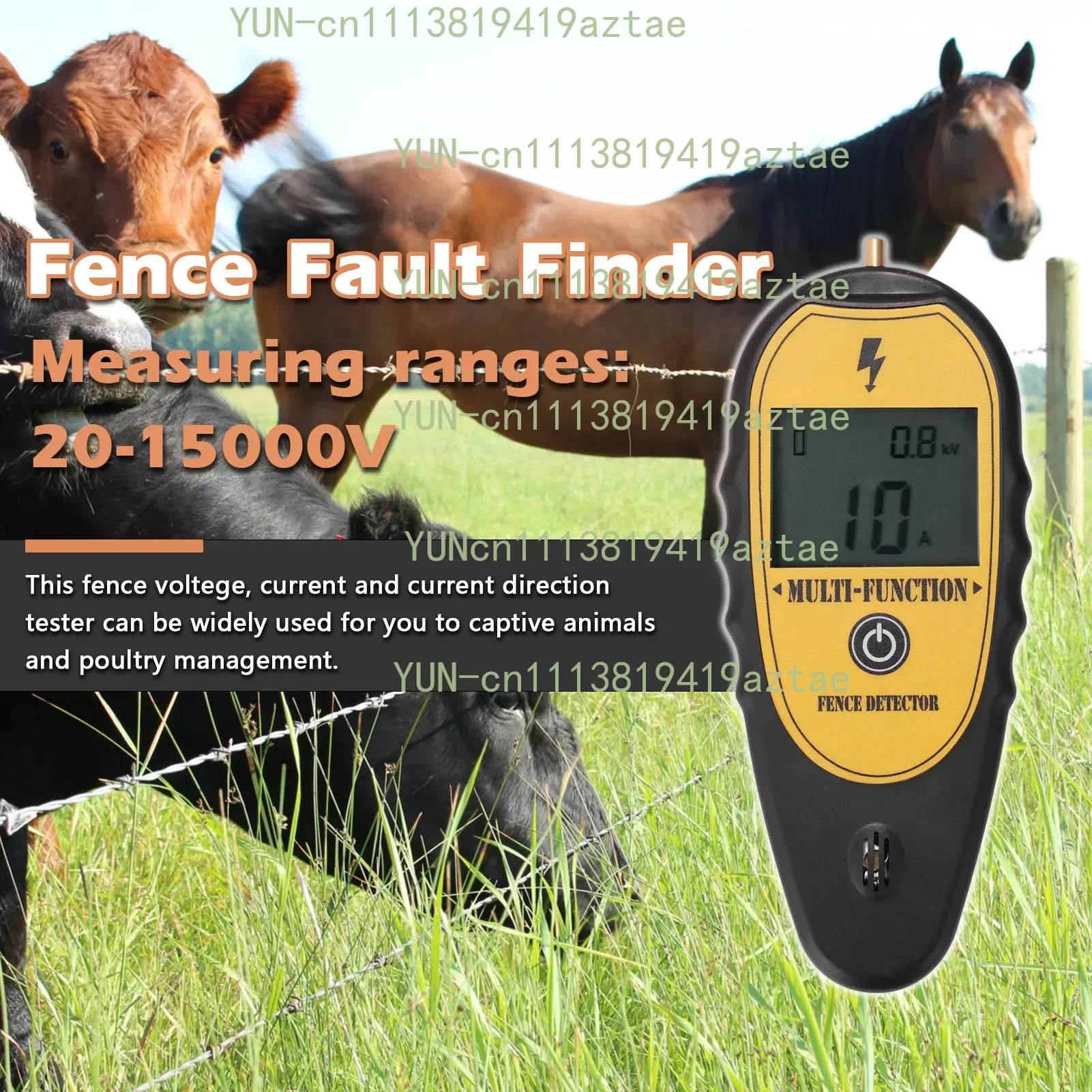 Digital Display Pulse High Voltage Tester 15000V for Livestock Farm Fences, Electronic Fence Measuring Instrument for Farms