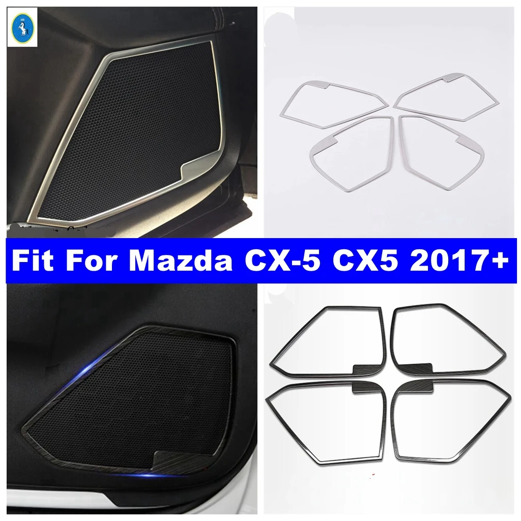 

Silver Auto Inner Door Stereo Speaker Audio Loudspeaker Sound Decor Frame Cover Trim For Mazda CX-5 CX5 2017 - 2024 Accessories