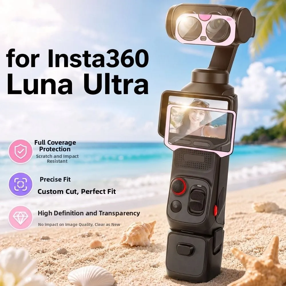 Tempered Glass Protective Films Scratch Resistant Cartoon Print Screen Protector Decorative for Insta360 Luna Ultra
