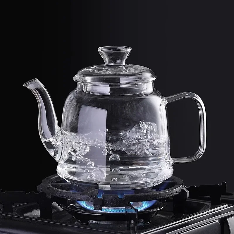 Heat Resistant Glass Teapot Steamed & Boiling Kettle Tea Infuser Filter High Borosilicate Chinese Teawear Pot 1200ml