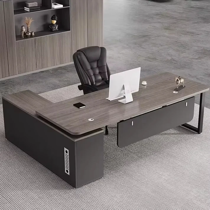 

Simple Modern Executive Office Desk Set Large Boss Desk with Comfortable Chair Modern Wood Panel