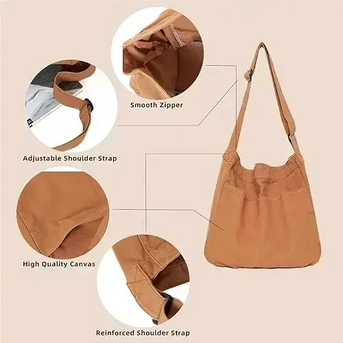 VCR1 Hobo Crossbody Bags for Women Canvas Shoulder Messenger Bag