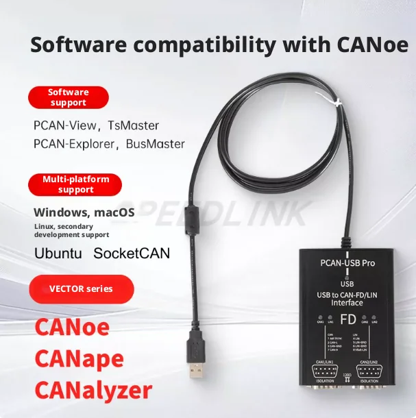 PCN-USB-Pro-FD 8/12/16 Mbit/s. Dual-channel CAN is compatible with Germany PEAK IPEH-004061 and supports Vector CANoe