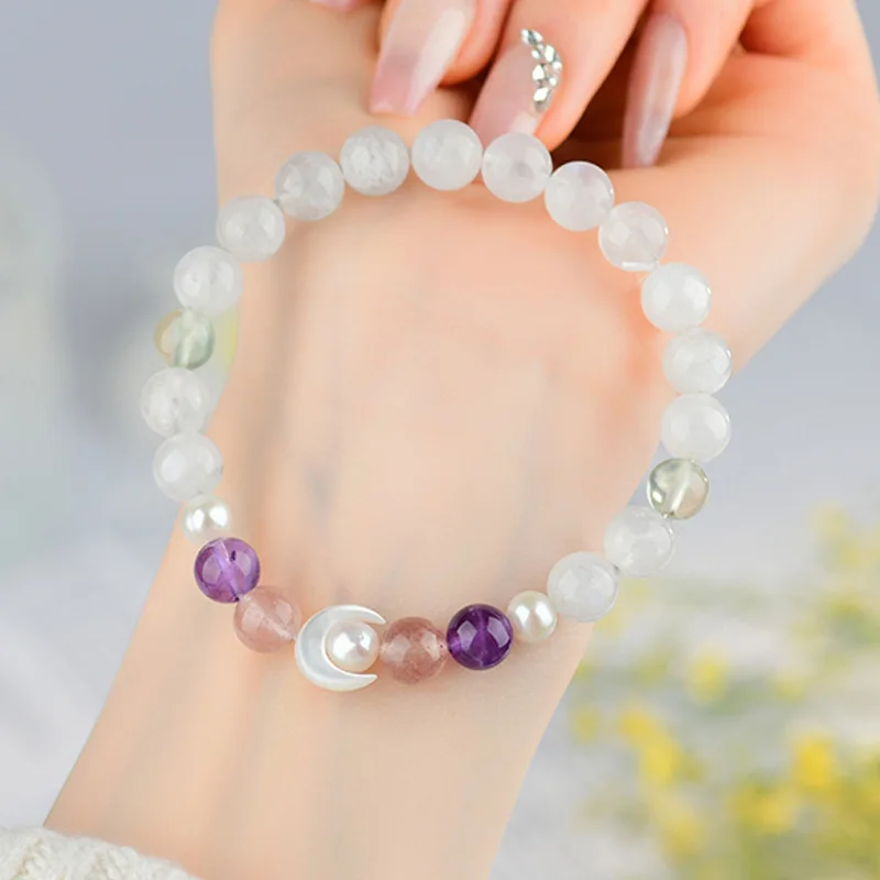 

Natural Amethyst Blue Moonstone Moon Elegant Fashion Women'S New Bracelet