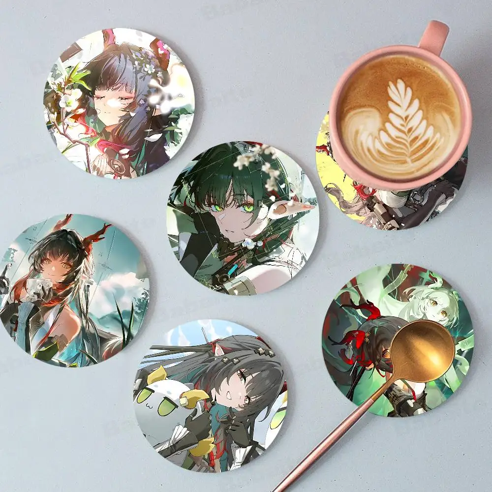 

Arknights Endfield Zhuang Fangyi Strategy Game Round Coasters Insulated Durable Cups Coffee Coaster Plate Mats Home