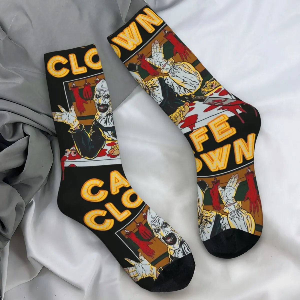 Terrifier Clown Cafe Art The Clown Socks Gothic Stockings Men's Soft Running Socks Spring Design Anti Slip Socks