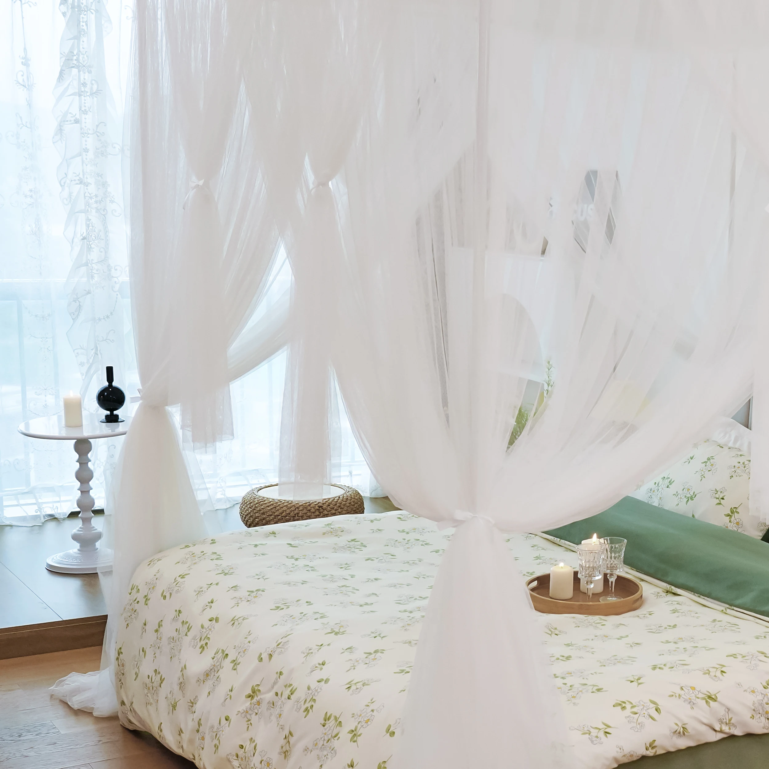 Bed Canopy for Twin Queen King Canopy Bed Four Corner Post Curtains Elegant Mosquito Net for Girls Screen Netting Canopy Curtain view 5