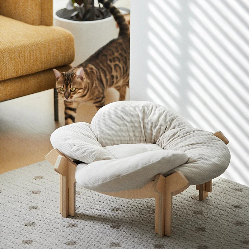 

Creative Petal Nest, Birch Structure Comfortable Pet Nest, with Soft Cushions, Free Combination, Living Room Footstool