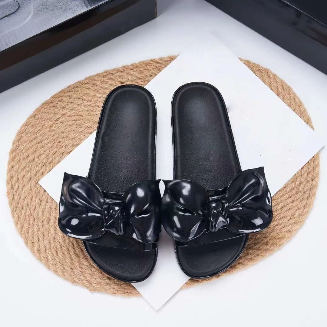 Top Quality Women Flat Bowknot Jelly Shoes Brazil Meli Brand Ladies Jelly Slippers Girl Fashion Beach Flip-flop With Logo SM151