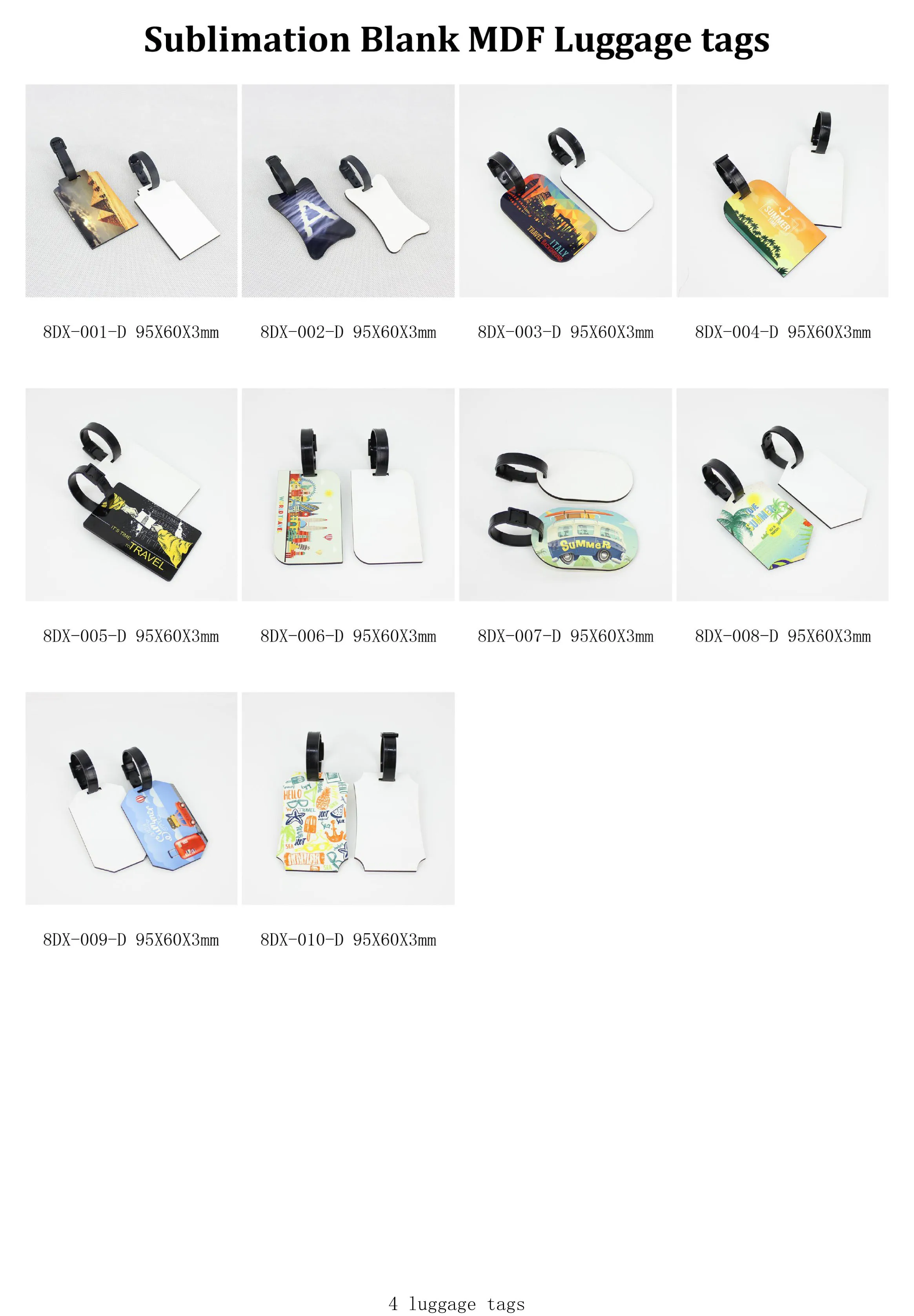 

100pcs Sublimation Blank MDF wood Luggage Tags Both sides print