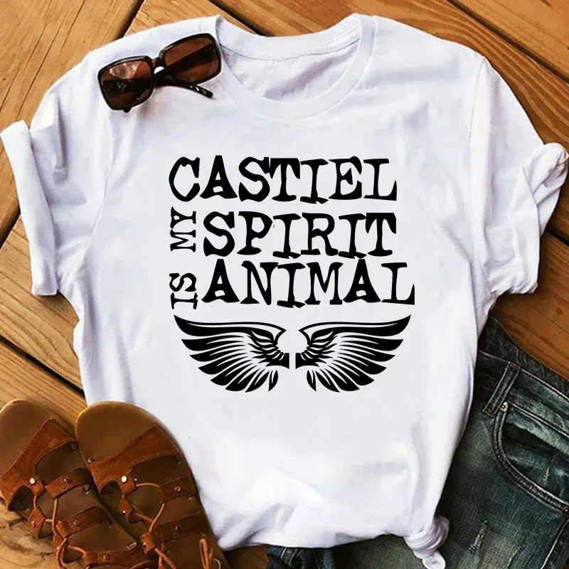 Camiseta Vintage para mujer, Camiseta con estampado gráfico de Carry on My Wayward, hijo, alas de Ángel, Supernatural, Top de verano