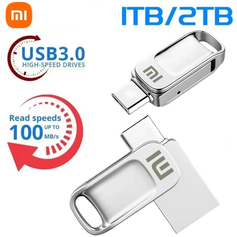 Xiaomi 2tb metal u disco 2 em 1 otg 1tb usb flash drive usb 3.1 512gb 1tb pen drives memória vara tipo c adaptador presentes pendrive