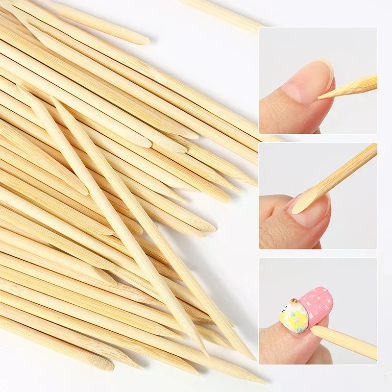 

100Pcs/pack Orange Wood Sticks For Cuticle Pusher Cuticle Remove Tool 5 Different Sizes Double Headed Forks For Nails Manicures