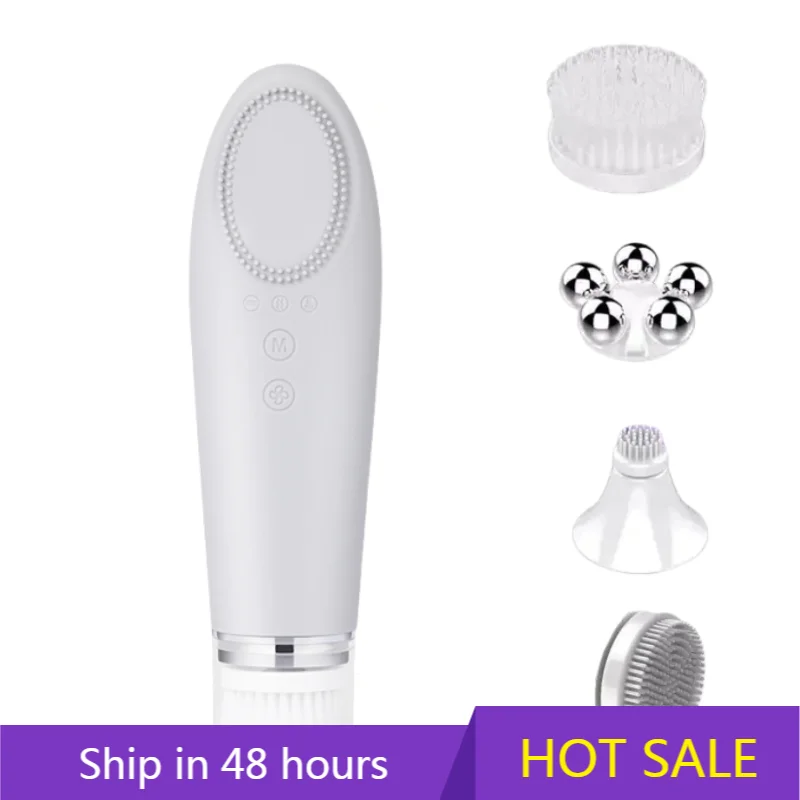 YTYIN سبا منظف للوجه الكهربائية اتجاهين الدورية القلب موتور سيليكون فرشاة تنظيف قابلة للشحن التطهير مدلك المسام Cl