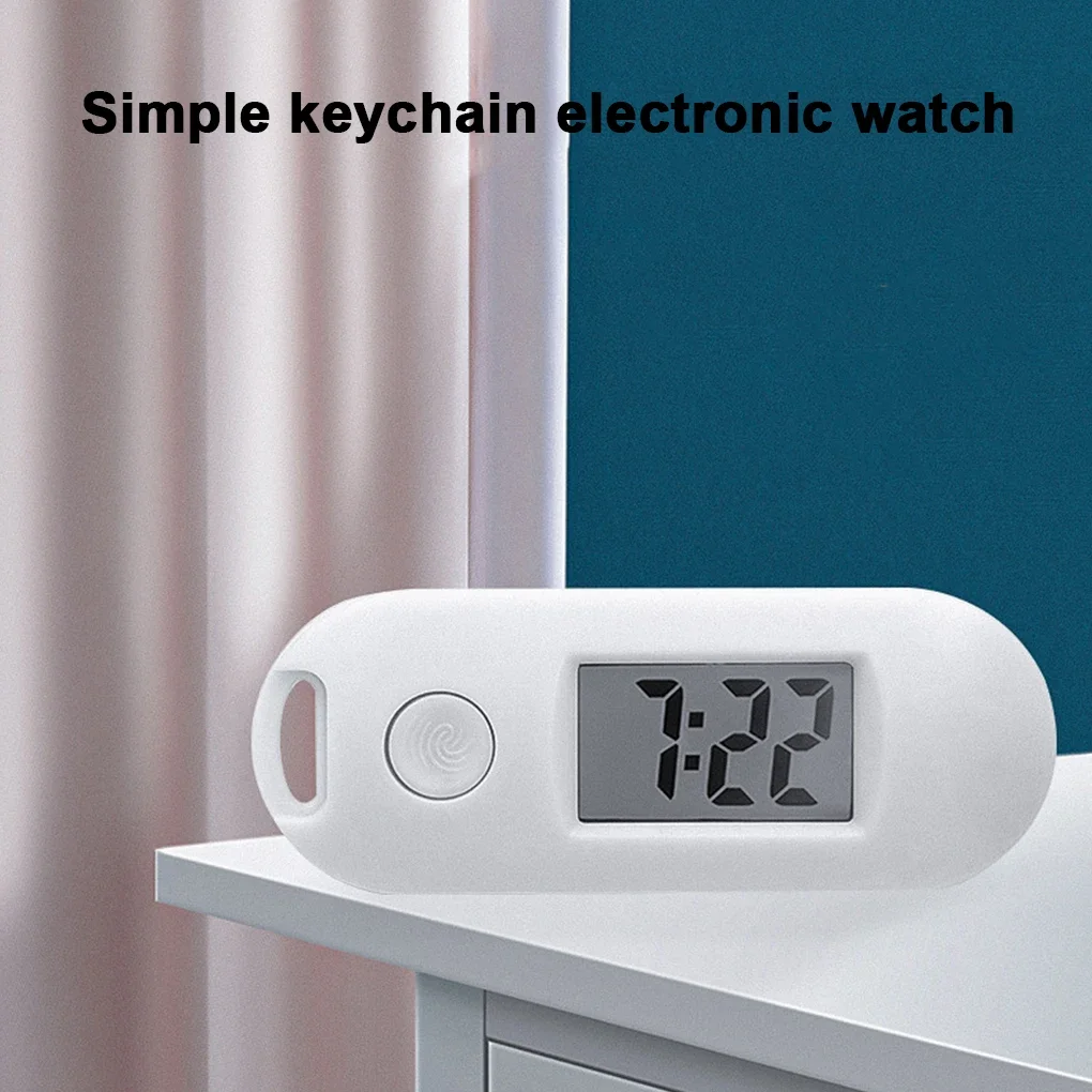 Montre de poche porte-clés à large Application, fonction lumineuse compacte et Portable, trou de suspension gris