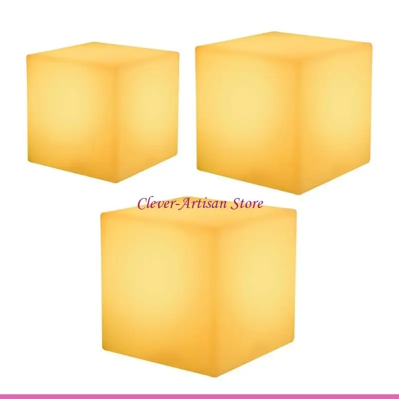 E06B Glowing Cube Square Stool LED Light Cube for Seat Chair Waterproof Rechargeable