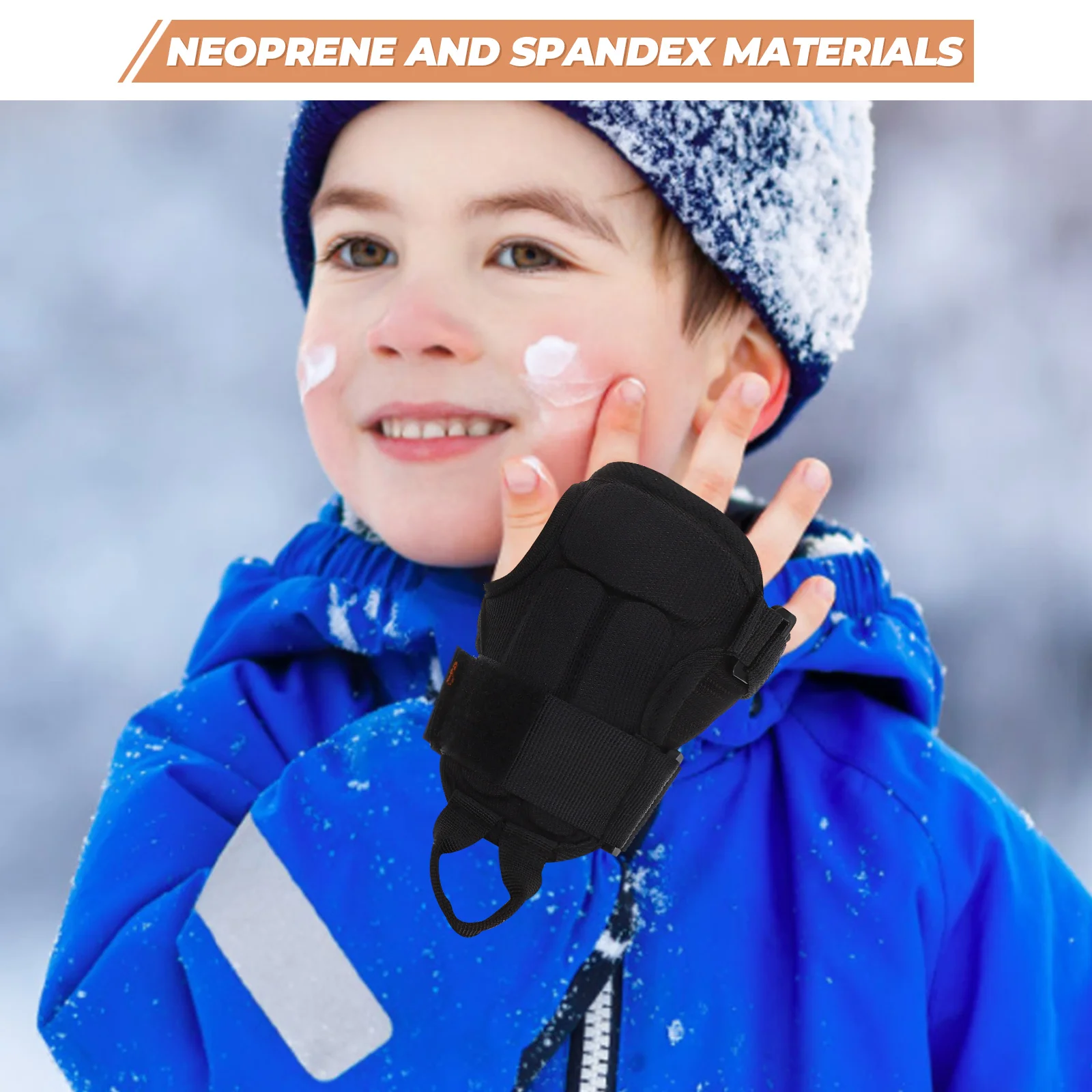 A Pair of Durable Adjustable Kids Snowboard Ski Skiing Protective Glove Wrist Support Guards Pads - Size S (Black)